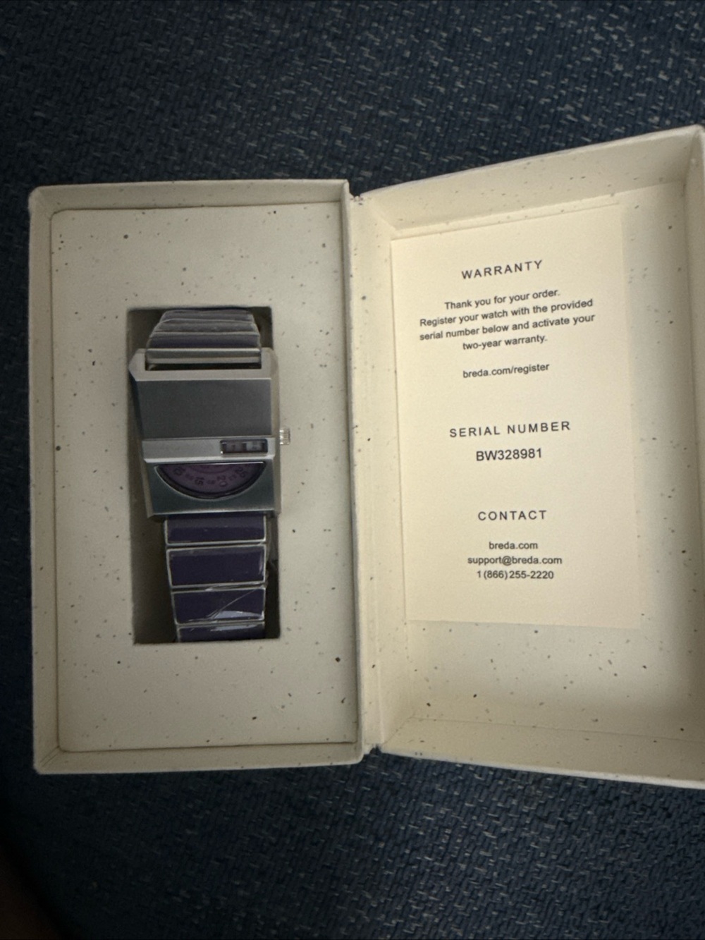 Breda Pulse Tandem Stainless Steel Bracelet Watch, 26mm purple New with Box - Picture 9 of 11